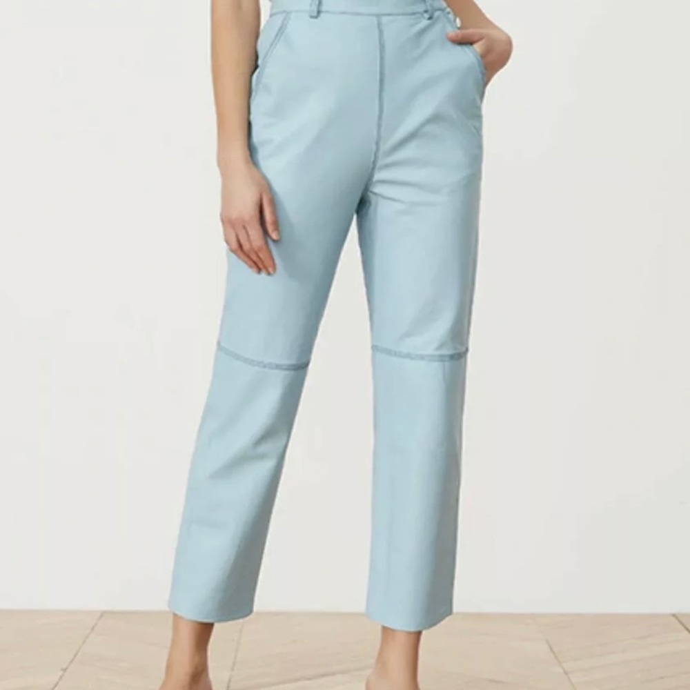 Song of Style “Bruni” Blue Leather Pants NWT XS